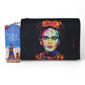 !Ay Guey! Frida Kahlo Monedero Tela Frihilos 4" Coin Purse Bi-Fold‎ NEW w/ Tag